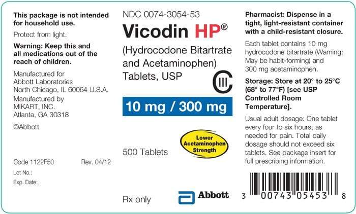 Vicodin Hp 10mg-660mg Tablet, Price Each Per Pill!